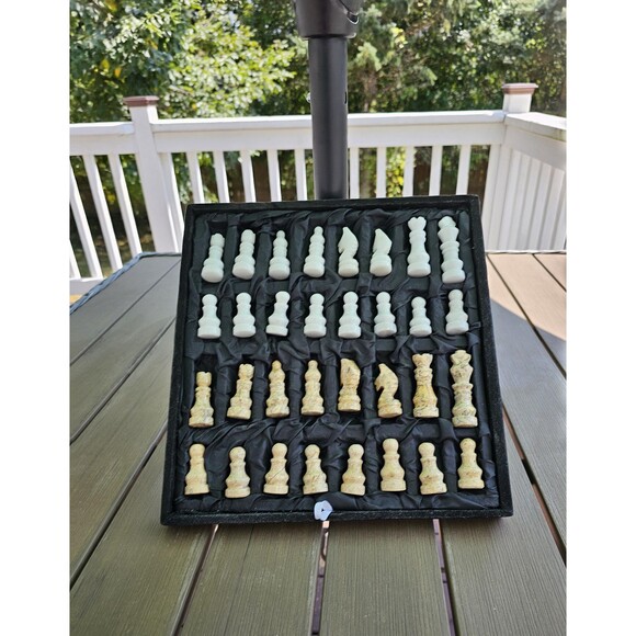Marble Chess set stone chess set for gift coral and brown Christmas git for him - Picture 8 of 9